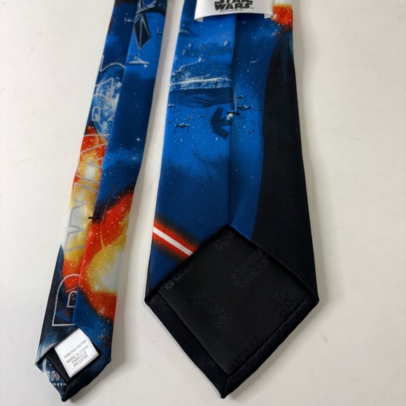 Star Wars Men's Sci Fi Neck Tie Licensed Darth Vader Light Saber Blue Necktie - Picture 3 of 9